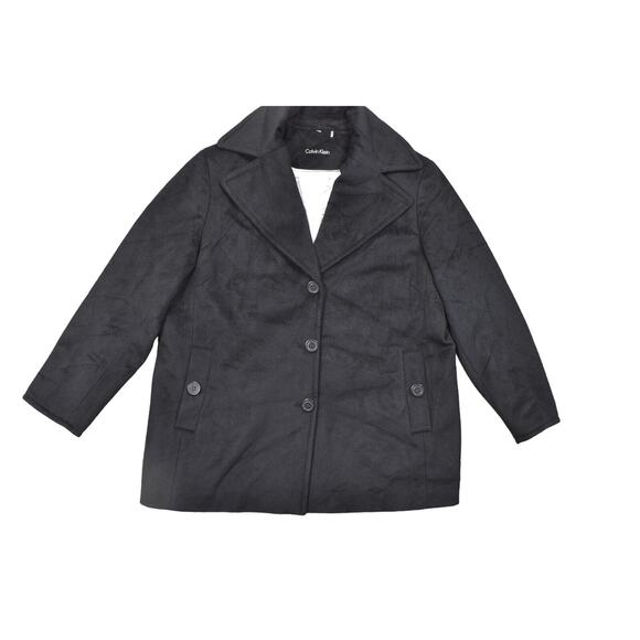 Calvin Klein Black Wool Coat 1X BLANK With Tags Plus Size Cashmere Blend Fiber - Picture 1 of 9